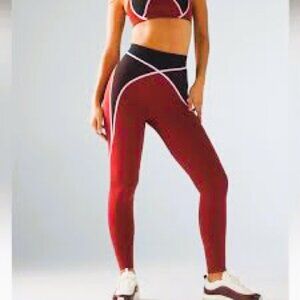 Savage X Fenty Women's Black/Maroon Workout Athletic High-Waist Leggings Size S